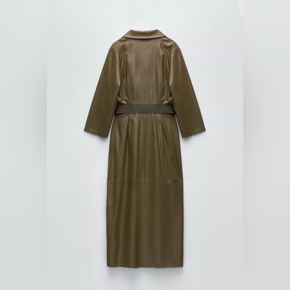 ZARA - Faux Leather Maxi Shirt Dress w Belt - Picture 3 of 16